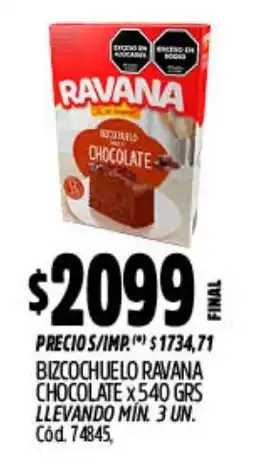 Supermercados Yaguar Ravana bizcochuelo chocolate oferta