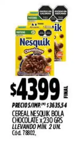 Supermercados Yaguar Nesquik cereal chocolate bola oferta