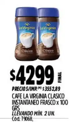 Supermercados Yaguar La virginia cafe clasico instantaneo oferta