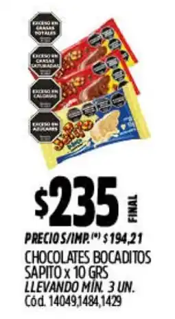 Supermercados Yaguar Chocolates bocaditos sapito oferta