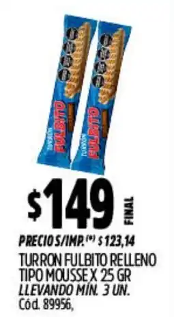 Supermercados Yaguar Fulbito turron relleno tipo mousse oferta
