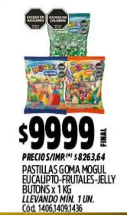 Supermercados Yaguar Pastillas goma mogul eucalipto-frutales-jelly butons oferta