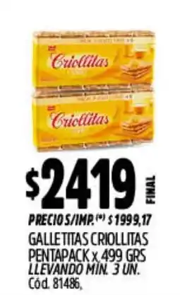 Supermercados Yaguar Criollitas galletitas criollitas oferta