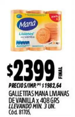 Supermercados Yaguar Maná galletitas limianas de vainilla oferta
