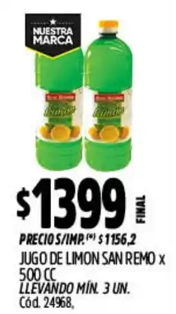 Supermercados Yaguar San remo jugo de limon oferta