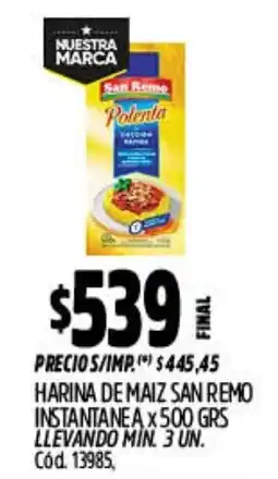 Supermercados Yaguar San remo polenta oferta
