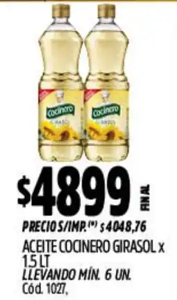 Supermercados Yaguar Cocinero aceite girasol oferta