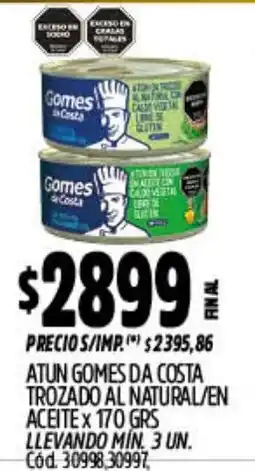 Supermercados Yaguar Gomes da costa atun trozado al natural en aceite oferta