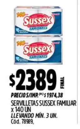 Supermercados Yaguar Sussex servilletas familiar oferta