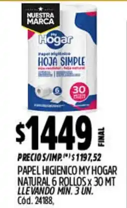 Supermercados Yaguar My hogar papel higienico hoja simple oferta