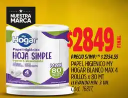 Supermercados Yaguar My Hogar papel higienico hoja simple oferta