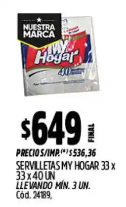 Supermercados Yaguar My hogar servilletas oferta