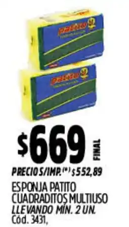 Supermercados Yaguar Patito esponja cuadraditos multiuso oferta