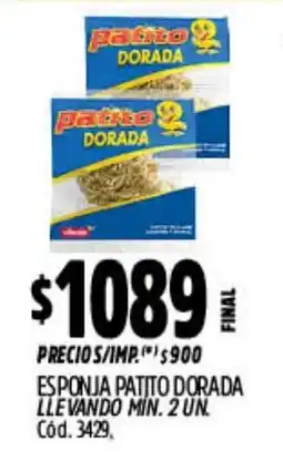 Supermercados Yaguar Patito dorada esponja oferta