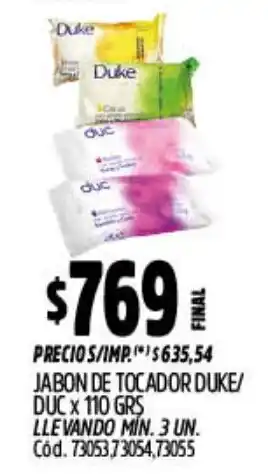 Supermercados Yaguar Duke jabon de tocador oferta