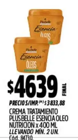 Supermercados Yaguar Plusbelle crema tratamiento esencia oleo nutricion oferta