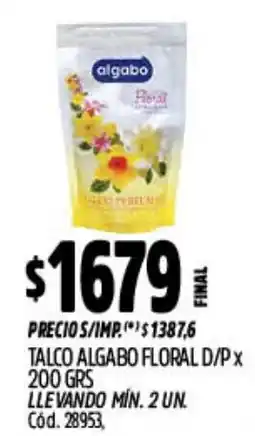 Supermercados Yaguar Algabo talco floral d/p oferta