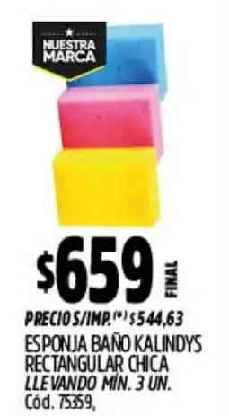 Supermercados Yaguar Kalindys esponja baño rectangular chica oferta