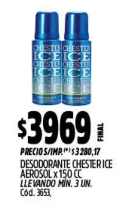 Supermercados Yaguar Chester ice desodorante oferta