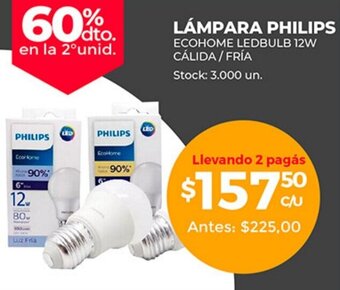 Supermercados Tadicor Lámpara Philips Ecohome Ledbulb 12W Cálida/Fría oferta