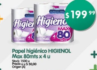 Supermercados Buenos Días Papel Higiénico Higienol Max 80mts x 4 u oferta