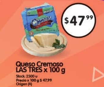 Supermercados Buenos Días Queso Cremoso Las Tres x 100 g oferta