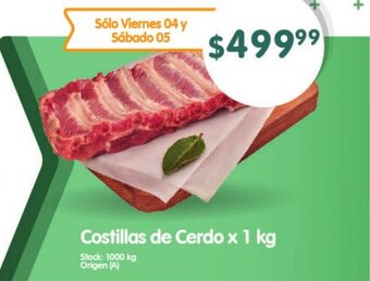 Supermercados Buenos Días Costillas de Cerdo x 1 kg oferta
