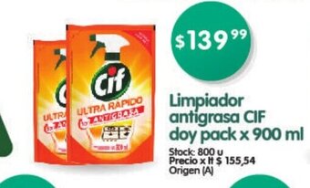 Supermercados Buenos Días Limpiador Antigrasa CIF Doy Pack x 900 ml oferta