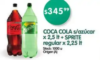 Supermercados Buenos Días Coca Cola S/Azúcar x 2.5 lt + Sprite Regular x 2.25 lt oferta