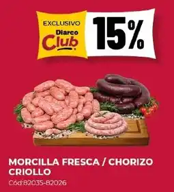 Diarco Diarcocub morcilla fresca / chorizo criollo oferta