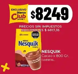 Diarco Nesquik cacao oferta