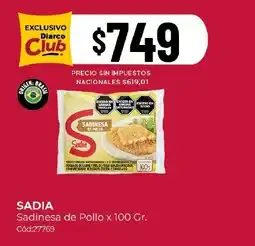 Diarco Sadia sadinesa de pollo oferta