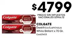 Diarco Colgate dentífrico luminous white brillant oferta