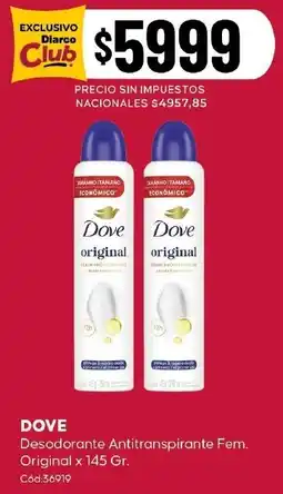 Diarco Dove desodorante antitranspirante fem. original oferta