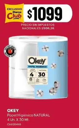 Diarco Okey papel higiénico natural oferta
