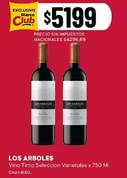 Diarco Los arboles vino tinto selección varietales oferta