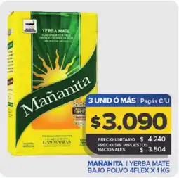 Carrefour Maxi Mañanita yerba mate bajo polvo 4flex oferta