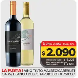 Carrefour Maxi La fusta vino tinto malbec/cabernet sauv/ blanco dulce tardio oferta