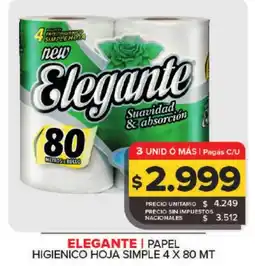 Carrefour Maxi Elegante papel higienico hoja simple oferta