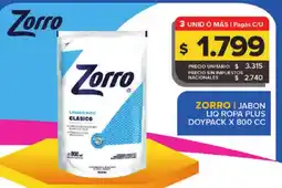 Carrefour Maxi Zorro jabon liquido ropa plus oferta