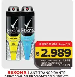 Carrefour Maxi Rexona antitranspirante aero varias fragancias oferta