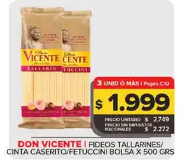 Carrefour Maxi Don vicente fideos tallarines/cinta caserito/fetuccini oferta
