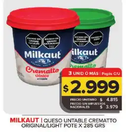 Carrefour Maxi Milkaut queso untable crematto original/light oferta