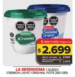 Carrefour Maxi La serenisima queso cremon light/ original pote oferta