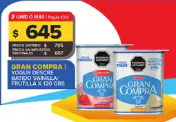 Carrefour Maxi Gran compra yogur descre batido vainilla/frutilla oferta