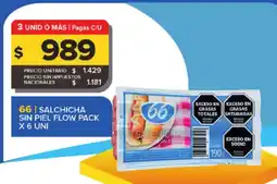Carrefour Maxi 66 salchicha sin piel flow pack oferta