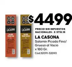 Diarco La casona - salamin picado fino/grueso al vacio x 180 gr. cód:32091-32090 oferta