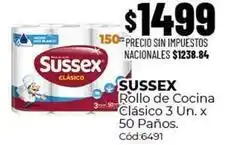 Diarco Sussex - rollo de cocina clásico 3 un. x 50 paños. cód:6491 oferta