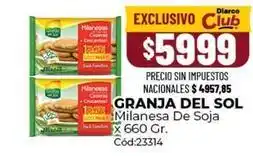 Diarco Granja del sol - milanesa de soja c 300 gr oferta