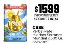 Diarco Cbse - yerba mate hierbas serranas mundial x 500 gr oferta